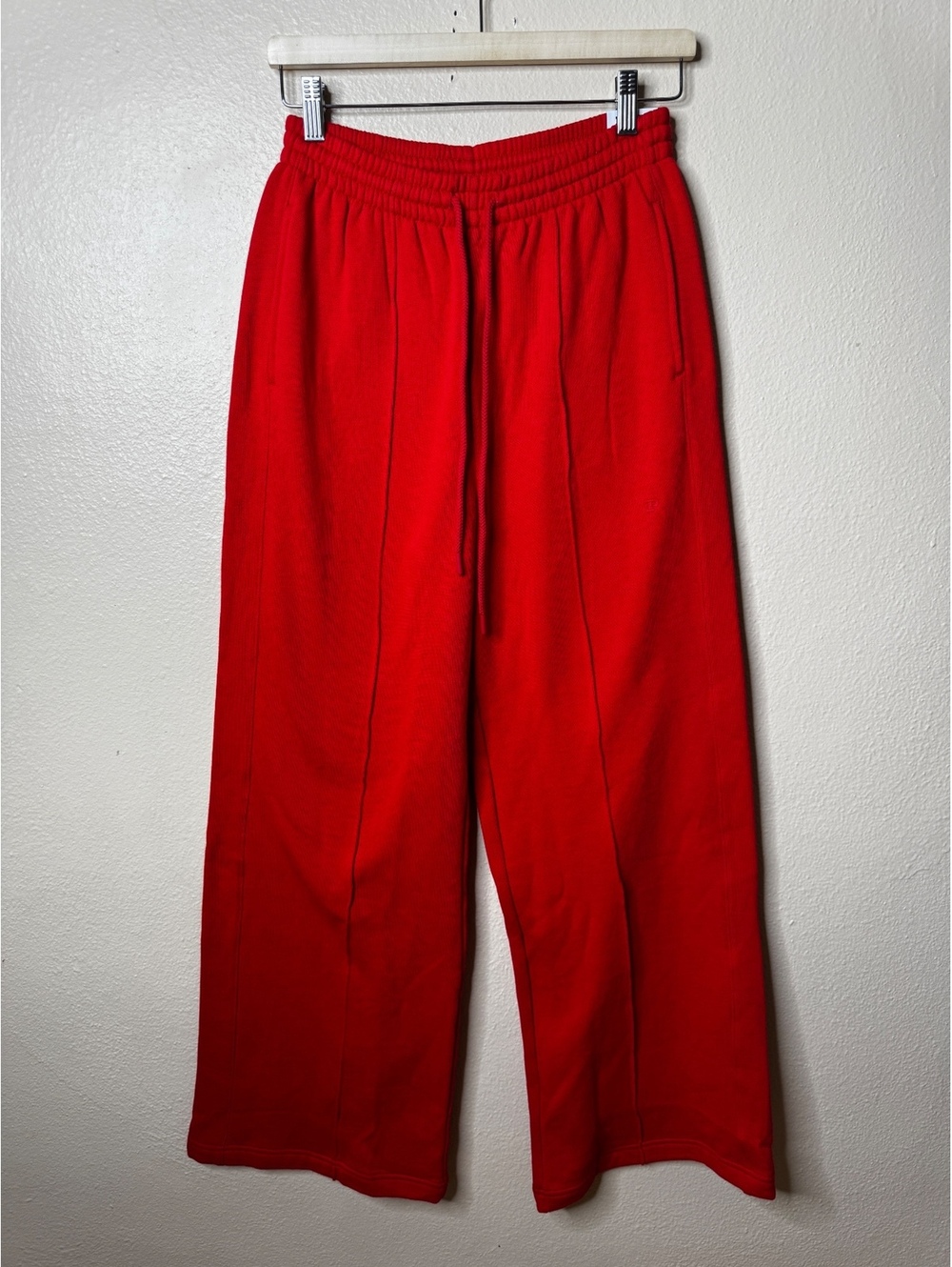 PINK Victoria's Secret Womens M Red Ivy Fleece Wide Leg Pants NWT